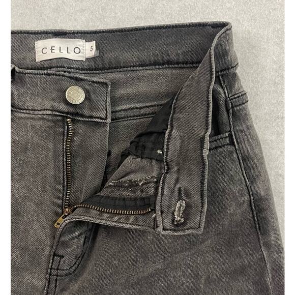 Cello Jeans Womens Size 5 Gray High Rise Straight Leg Distressed Raw Hem Denim - Picture 8 of 13